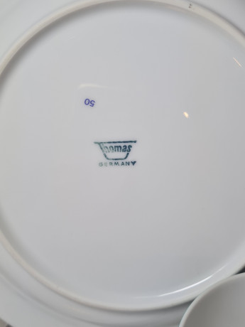 Thomas Чайное трио бело-зеленый фарфор с позолоченным узором, Германия, 1960-70гг.