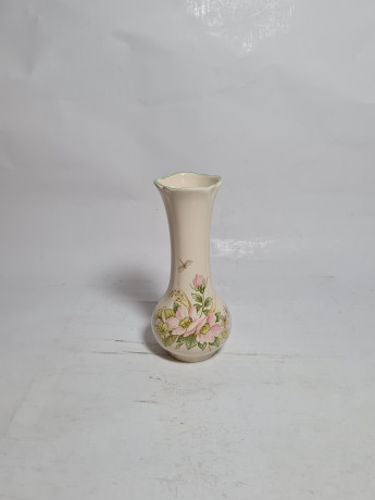 Ваза винтажная Royal Winton Staffor Dhire England, керамика с желто-розовым цветочным декором и светло-зеленой окантовкой, 13 x 6 см, Англия, 1960-70гг.