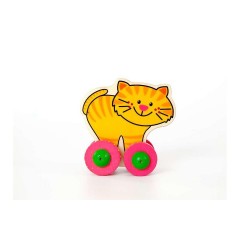 HESS Holzspielzeug Rolli Katze Деревянная игрушка-кошка в инвалидной коляске