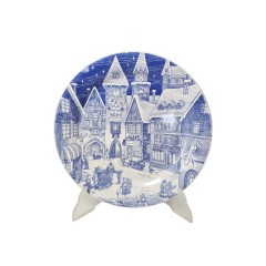 Тарелка декоративная винтажная Ironstone "Рождественский вечер", коллекционная, фарфор, 24 см, Англия, 1960-70гг.