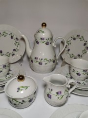 Сервиз чайный винтажный Schirnding Bavaria на 4 персоны, с нежным цветочным декором, 19 предметов, фарфор, Германия, 1960 год.