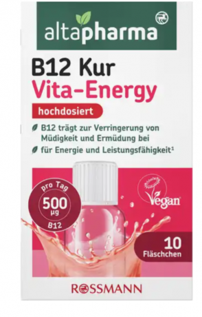 altapharma Vitamin B12 Kur Vita energy 10 Flaschen, Бутылочки с витамином В12 с клубнично-ванильным ароматом, 10 шт