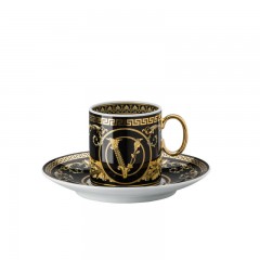Rosenthal meets Versace Rosenthal Versace Virtus Gala Black Espressotasse 0,10 L mit Untertasse 2-tlg. Чашка для эспрессо Rosenthal Versace Virtus Gala Black 0,10 л с блюдцем 2 шт.