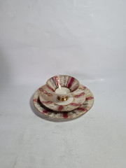 Чайное трио винтажное Bareuther Waldsassen Bavaria / 65 er с розово-золотым декором, фарфор, Германия, 1970-80гг.