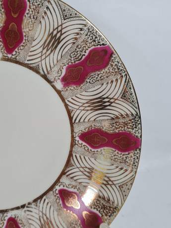 Чайное трио винтажное Bareuther Waldsassen Bavaria / 65 er с розово-золотым декором, фарфор, Германия, 1970-80гг.