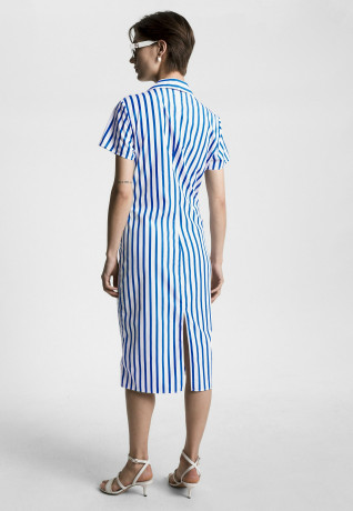 Tommy Hilfiger STRIPE POPLIN TWIST FRONT Shirt dress banker stp ultra blue STRIPE POPLIN TWIST FRONT Платье-рубашка банкир стп ультра синий