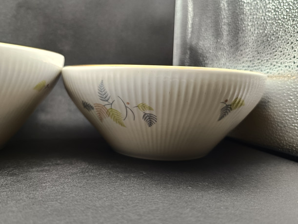 Тарелки винтажные Thomas, ребристая фактура, пастельный декор, фарфор, 2 шт., 23 и 21 см, Германия, 1970-80 гг.