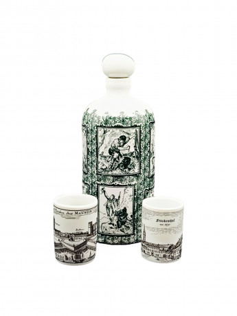 Графин и две рюмки винтажные Royal KPM Bavaria "Альтенкунштадт", черный декор, фарфор, Германия, 1960-70гг.