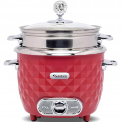 TurboTronic by Z-Line TurboTronic by Z-Line Reiskocher 1 Liter mit Dampfgareinsatz aus Edelstahl PLASTIKFREI, 400 W, mini Design Dampfgarer kleiner Reistopf Milchreis Cooker rot Рисоварка TurboTronic от Z-Line 1 литр с пароваркой из нержавеющей стали БЕЗ 