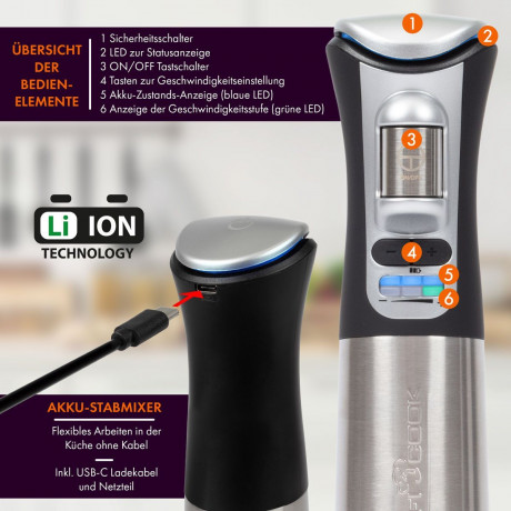 ProfiCook ProfiCook Stabmixer PC-SM 1237 A, 25 Min. Akkulaufzeit, 3 Stufen  Ручной блендер ProfiCook PC-SM 1237 A, время автономной работы 25 минут, 3 уровня