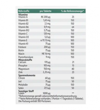 altapharma A-Z Depot ab 50 2stk Комплексные Мультивитамины для людей старше 50-ти лет, в таблетках, с витаминами и минералами 100 шт x 2 упаквки