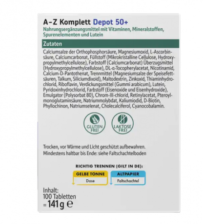 altapharma A-Z Depot ab 50 2stk Комплексные Мультивитамины для людей старше 50-ти лет, в таблетках, с витаминами и минералами 100 шт x 2 упаквки