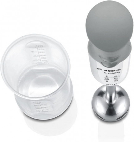 BOSCH BOSCH Stabmixer ErgoMixx MSM66110 Edelstahl-Mixfuss 4-Klingen 600W weiss/grau  Ручной блендер BOSCH ErgoMixx MSM66110, ножка для смешивания из нержавеющей стали, 4 лезвия, 600 Вт, белый/серый