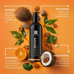 BYROKKO Shine Brown Braunungsbeschleuniger-Ol, Масло ускоритель для загара в солярии и на солнце, с кокосовым, ореховым и лесным маслом, для длительного красивого загара, 150мл 