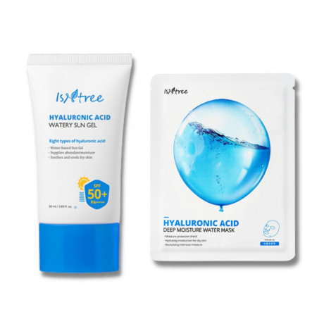 Isntree Isntree Hyaluronic Acid Watery Sun Gel SPF 50+ PA++++ Sonnencreme + Isntree Hyaluronic Acid Deep Moisture Water Mask  Isntree Hyaluronic Acid Watery Sun Gel SPF 50+ PA++++ Солнцезащитный крем + Isntree Hyaluronic Acid Water Mask Глубокое увлажнени