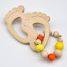 glucksWunder Holz Greifling Beissring Babyfusschen mit Geschenkverpackung Деревянное кольцо для прорезывания зубов детские ножки с подарочной коробкой