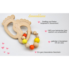 glucksWunder Holz Greifling Beissring Babyfusschen mit Geschenkverpackung Деревянное кольцо для прорезывания зубов детские ножки с подарочной коробкой
