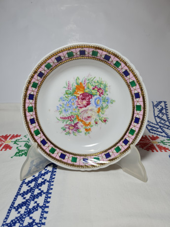 Depose Декоративная тарелка  с позолоченным узором по ободку "Букет цветов", 19см, Италия, 1970-80гг.