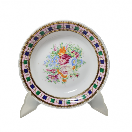 Depose Декоративная тарелка  с позолоченным узором по ободку "Букет цветов", 19см, Италия, 1970-80гг.