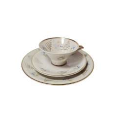 Bavaria Чайное трио с геометрическим разноцветным рисунком и позолоченным узором, Германия, 1960-70гг.