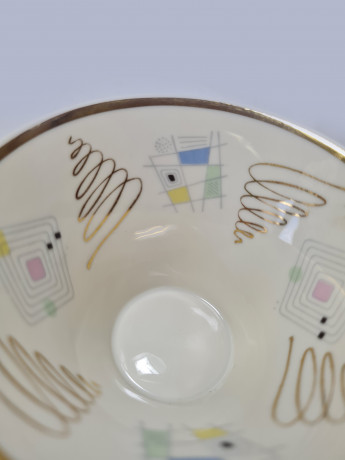 Bavaria Чайное трио с геометрическим разноцветным рисунком и позолоченным узором, Германия, 1960-70гг.