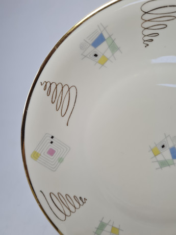 Bavaria Чайное трио с геометрическим разноцветным рисунком и позолоченным узором, Германия, 1960-70гг.