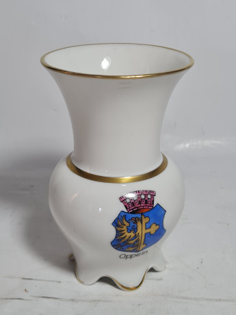 Ваза винтажная R&S Tillowitz / EPOS с гербом, небольшая, фарфор, 12 см, Германия, 1970-80гг.