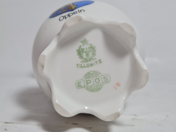 Ваза винтажная R&S Tillowitz / EPOS с гербом, небольшая, фарфор, 12 см, Германия, 1970-80гг.
