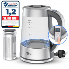ZMC ZMC Wasserkocher Wasserkocher Glas mit Temperaturwahl 1,8 Liter Warmhaltefunktion, LED Beleuchtung / mit Einstellbare Temperatur Temperatureinstellung  Чайник ZMC стеклянный чайник с выбором температуры, функция подогрева 1,8 л, светодиодное освещение