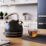 Arendo Arendo Wasserkocher, 1,7 l, 2200 W, Edelstahl Retrostyle Vintage, LED Temperaturanzeige, schwarz matt  Чайник Arendo, 1,7 л, 2200 Вт, нержавеющая сталь, винтажный стиль ретро, ??светодиодный индикатор температуры, матовый черный