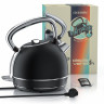Arendo Arendo Wasserkocher, 1,7 l, 2200 W, Edelstahl Retrostyle Vintage, LED Temperaturanzeige, schwarz matt  Чайник Arendo, 1,7 л, 2200 Вт, нержавеющая сталь, винтажный стиль ретро, ??светодиодный индикатор температуры, матовый черный