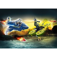 PLAYMOBIL 3er Set: 70779 Polizei-Wasserflugzeug: Schmuggler-Verfolgung + 70780 Polizei-Jet: Drohnen-Verfolgung + Polizei-Fallschirm: Verfolgung des Amphibien-Fahrzeugs Набор из 3 предметов: 70779 Полицейский гидросамолет: погоня за контрабандистом + 70780