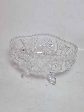 Салатница винтажная Anna Hutte Im Stil на ножках, хрусталь, 13 x 9 x 7,5 см, Германия, 1960-70гг.