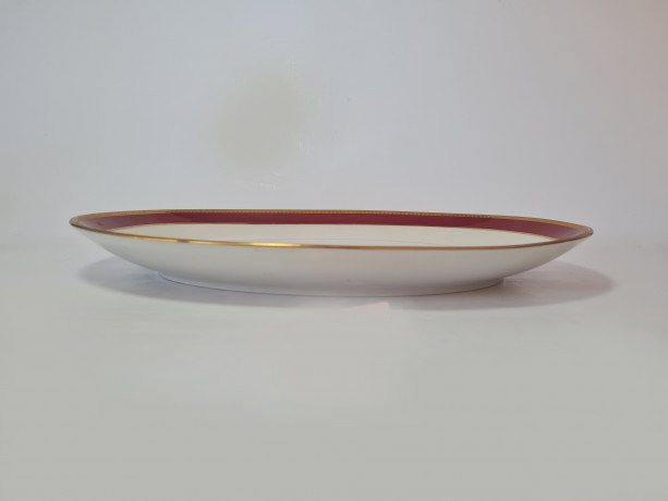 Seltmann Weiden Винтажное блюдо с бордово-позолоченным ободком, 31см x 21,5см, Германия, 1960-70гг.