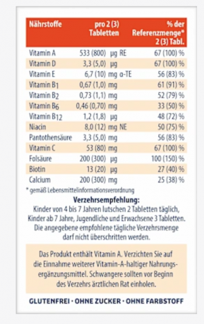 Sanostol Lutschtabletten ohne zucker 75stk, Пастилки с витаминами и кальцием для ежедневного приема, без сахара, для детей от 4-х лет, 75 шт
