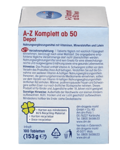 Mivolis A-Z Komplett ab 50 Tabletten,  2st Дас Гезунде Плюс, Комплексные витамины против старения От А до Z Komplett, для людей старше 50 лет, 100 шт х 2 упаковки