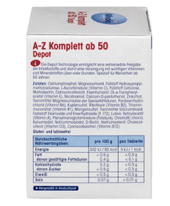 Mivolis A-Z Komplett ab 50 Tabletten,  2st Дас Гезунде Плюс, Комплексные витамины против старения От А до Z Komplett, для людей старше 50 лет, 100 шт х 2 упаковки