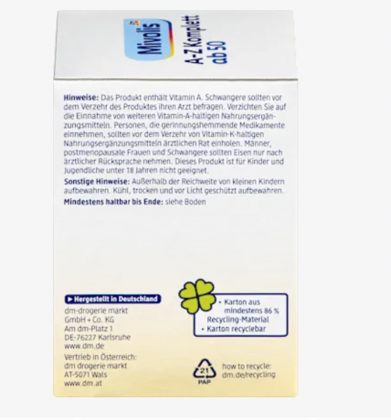 Mivolis A-Z Komplett Depot ab 50 Tabletten 2st, Комплексные витамины против старения От А до Z Komplett, для людей старше 50 лет, 100 шт х 2 упаковки