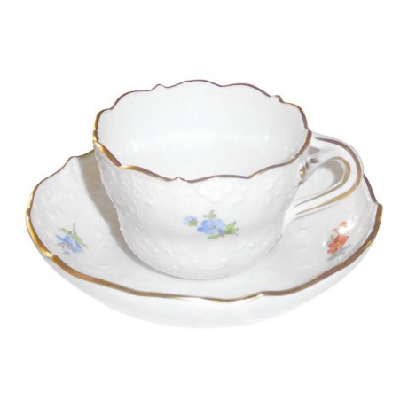 Meissen Meissen  'Neuer Ausschnitt - Gestreute Blumchen mit Goldrand' Mocca-/Espressotasse 2-tlg. Meissen "New Cut - Scattered Flowers with Gold Rand" Чашка для мокко/эспрессо, 2 предм.