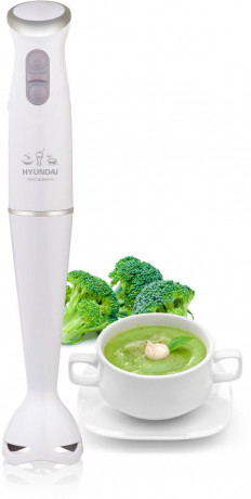 Hyundai Hyundai Stabmixer HB 981, 380 W, 80dB, Hacken+ Mixen, 2 Geschwindigkeiten 2 Klingen, Netzkabel 1,45 m.  Ручной блендер Hyundai HB 981, 380 Вт, 80дБ, измельчение+смешивание, 2 скорости 2 лопасти, кабель питания 1,45 м.