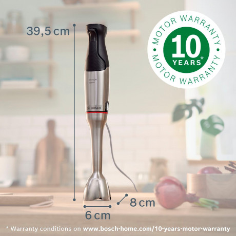 BOSCH BOSCH Stabmixer ErgoMaster Serie 6, MSM6M810, 1200 W, Edelstahl-Mixstab, Mix-/Messbecher, Edelstahl/schwarz  Ручной блендер BOSCH ErgoMaster Series 6, MSM6M810, 1200 Вт, палочка для смешивания из нержавеющей стали, чашка для смешивания/мерный стакан