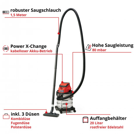 Einhell Einhell Reinigungsburste EINHELL Akku-Nass-Trockensauger TC-VC 18/20 Li S  Щетка для чистки Einhell Беспроводной пылесос для влажной и сухой уборки EINHELL TC-VC 18/20 Li S