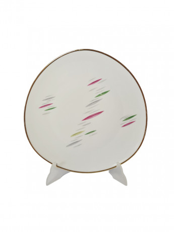 Тарелка сервировочная винтажная Winterling Roslau необычной формы с яркими мазками, фарфор, 29 см, Германия, 1960-70гг.