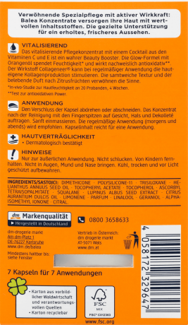 Balea Konzentrat Vitamin C, Балеа Концентрат Витамина C, капсулы для лица, 7 шт.