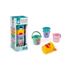 Janod Badespielzeug Wasserlauf-Eimer (5 Stuck) Игрушка для купания Ведро с водой (5 шт.)