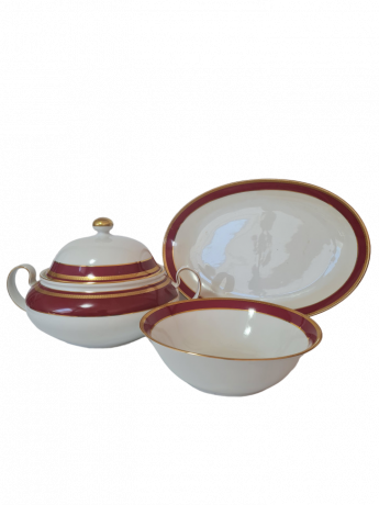 Seltmann Weiden Набор: 3 больших блюда с бордово-позолоченным ободком, Германия, 1960-70гг.