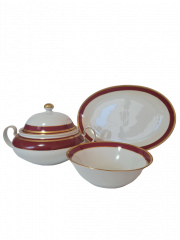 Seltmann Weiden Набор: 3 больших блюда с бордово-позолоченным ободком, Германия, 1960-70гг.