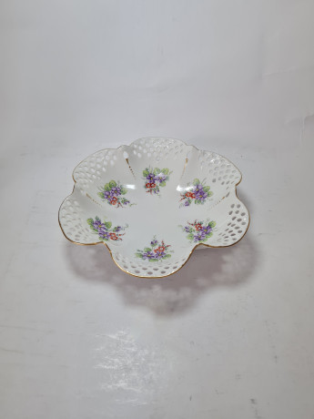 U.Keller Винтажная сервировочная тарелка в форме цветка с ажурным краем, 18см x 4,5см, Германия, 1960-70гг.