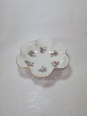 U.Keller Винтажная сервировочная тарелка в форме цветка с ажурным краем, 18см x 4,5см, Германия, 1960-70гг.