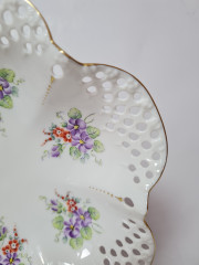 U.Keller Винтажная сервировочная тарелка в форме цветка с ажурным краем, 18см x 4,5см, Германия, 1960-70гг.